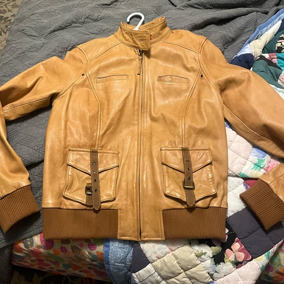 Lucky Brand tan leather jacket - Picture 3 of 6